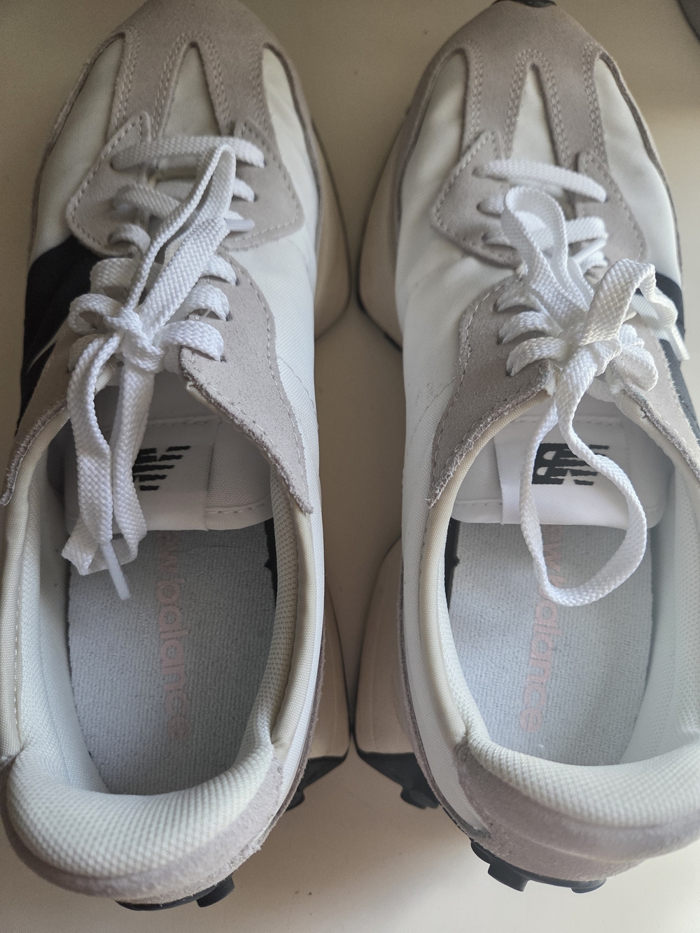 New Balance Low-Top Sneakers in White, Black & Light Gray - Picture 2 of 7
